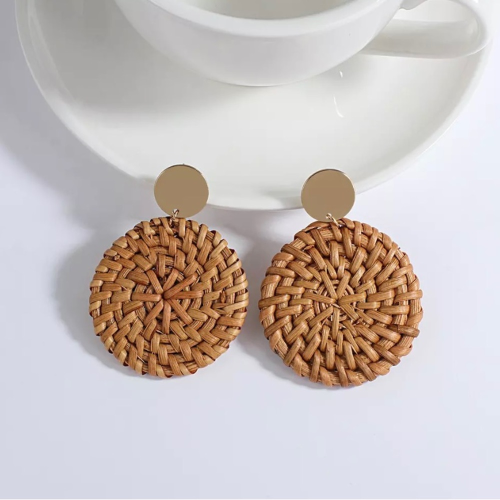 Rattan Weaved Boho Earrings